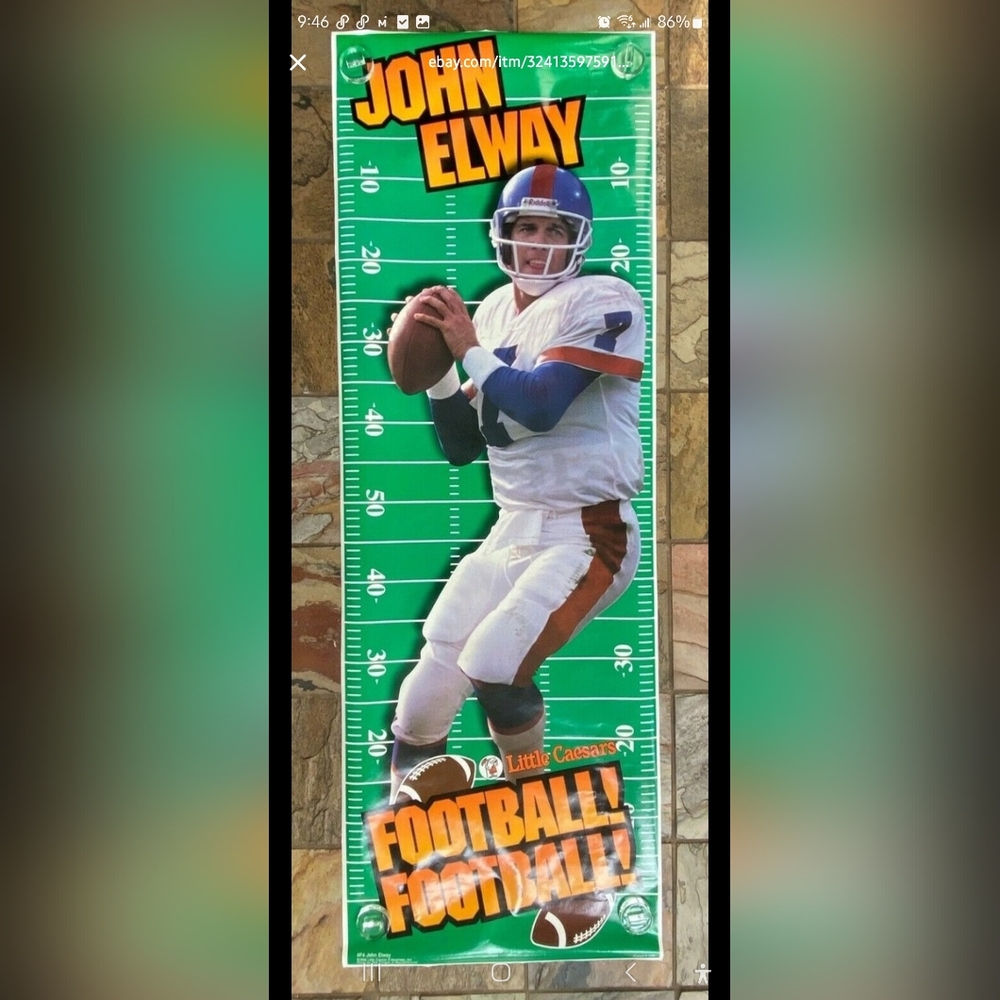 1996 John Elway Poster - Little Caesars NFL Poster - Sealed - PRISTINE CONDITION